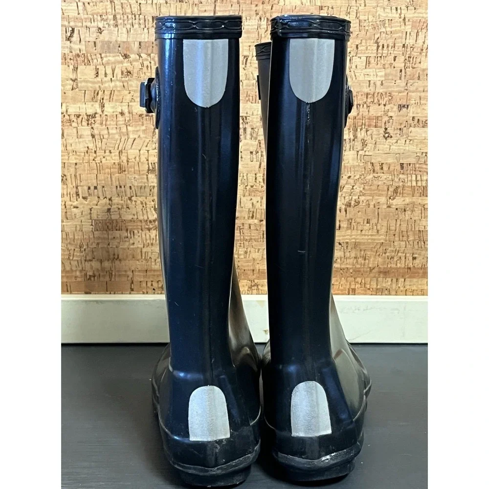 Hunter Kids Black Glossy Original Tall Rain Boots‎ US Size M2 F3